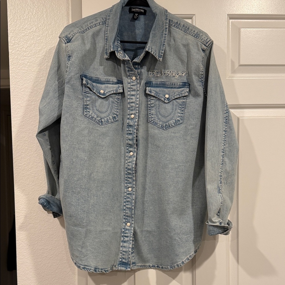 True Religion Light Blue Denim Shirt - Picture 3 of 9